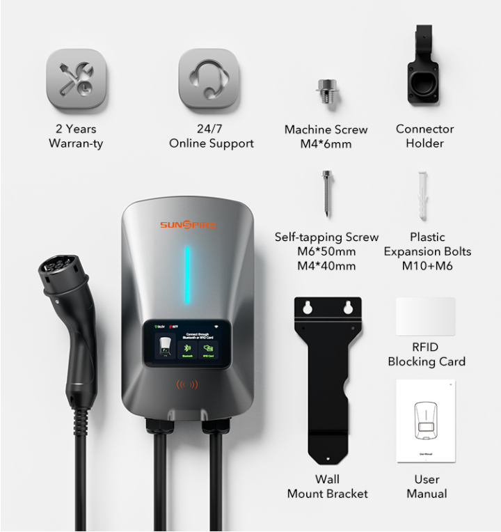 Sunspire China Home Use Wholesale Type2 ev charger Indoor and outdoor installation BYD BMW Tesla 7KW 22KW 32A Electric Ev Charger Station