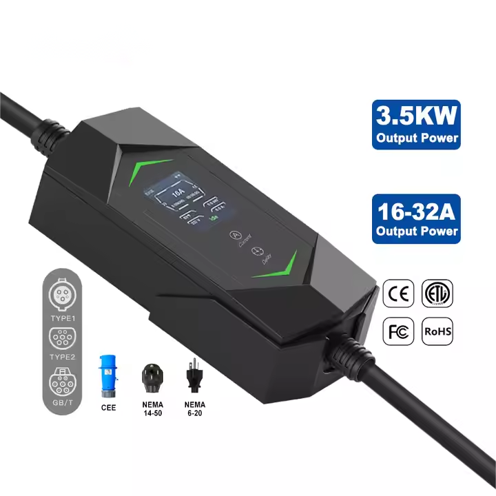 Hot Sale high power home use 3.5KW 7kw 11KW 22KW  type 2 portable ev charger charging station 32A ev Ac fast charging