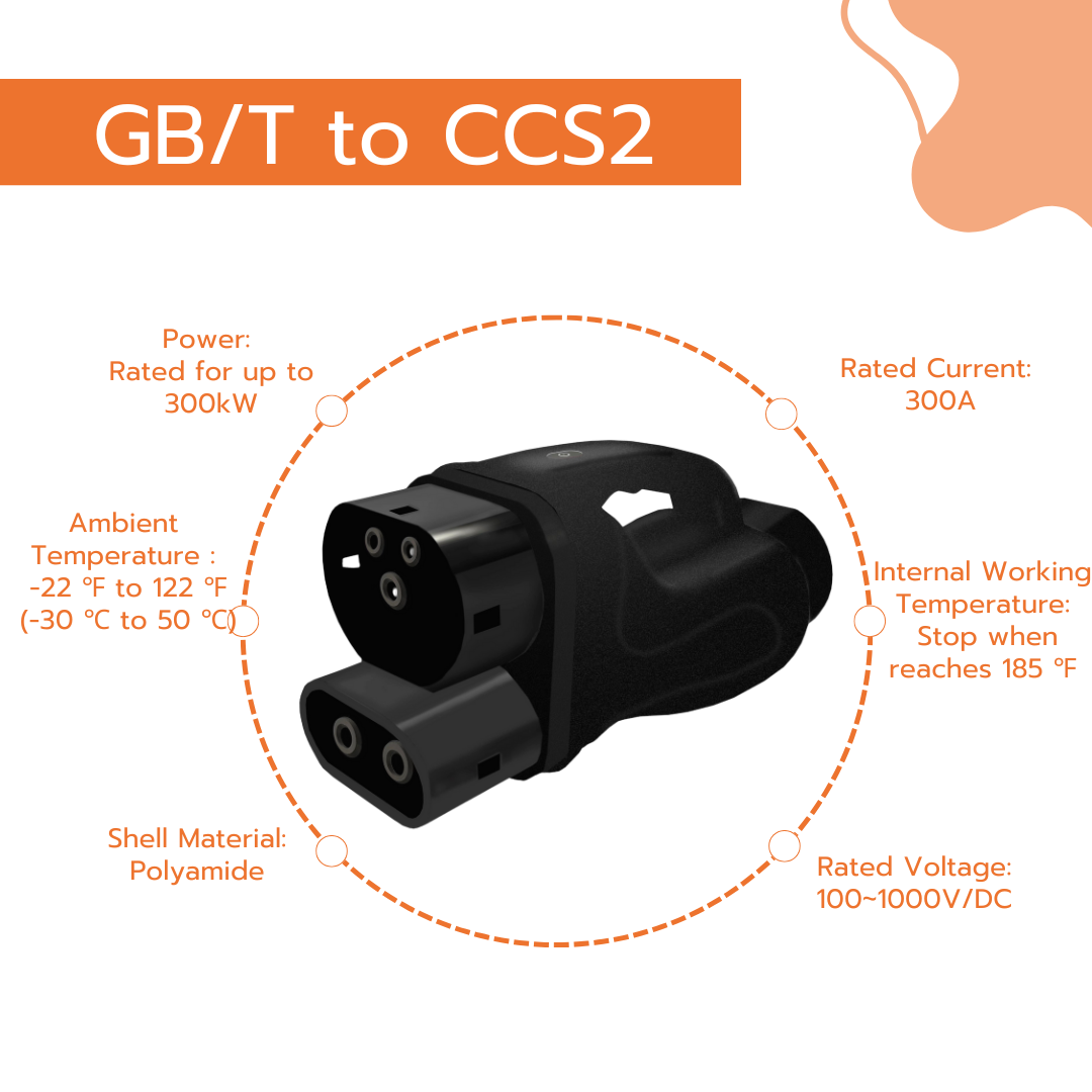Sunspire Gbt to Ccs2 Evse Charging Connector Ce Ev Dc Charger Adapter  For Tesla  250A BYD BMW